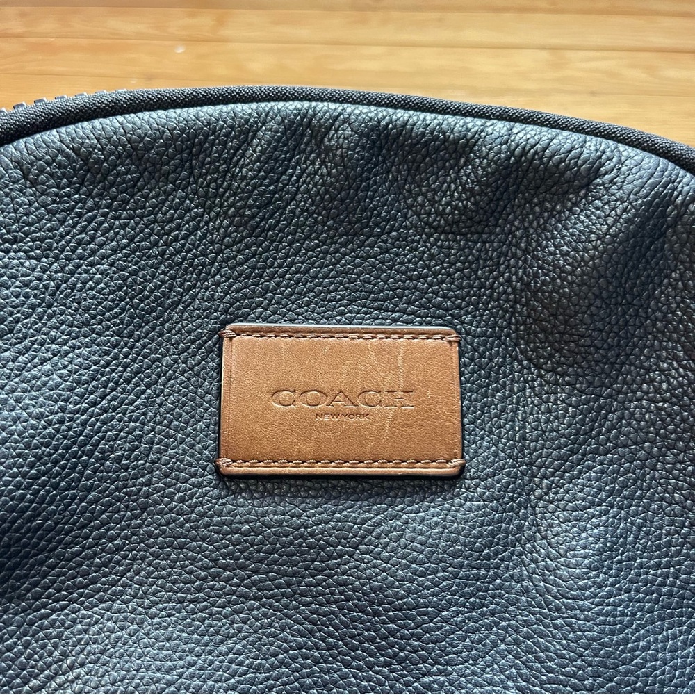 Coach Two-Tone Leather Backpack in Black and Brown